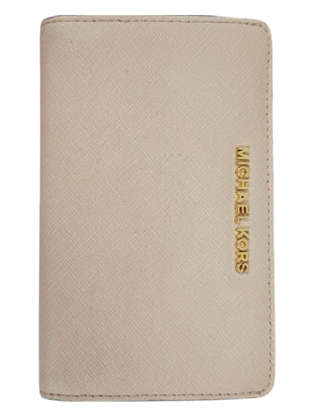 Michael Kors Light Pink Saffiano Travel Wallet with Gold Logo
